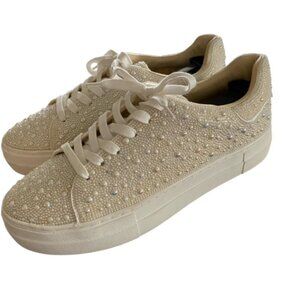 Betsey Johnson Sidny Lace-Up Pearl Platform Sneakers 9.5
